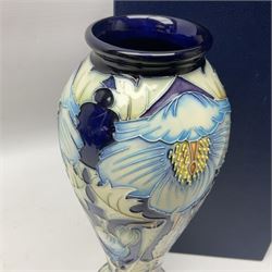 Moorcroft Collectors Club vase, of inverted baluster form, decorated in the Meconopsis pattern by Rachel Bishop, circa 2004, limited edition no. 14/150, H27.5cm, with original box