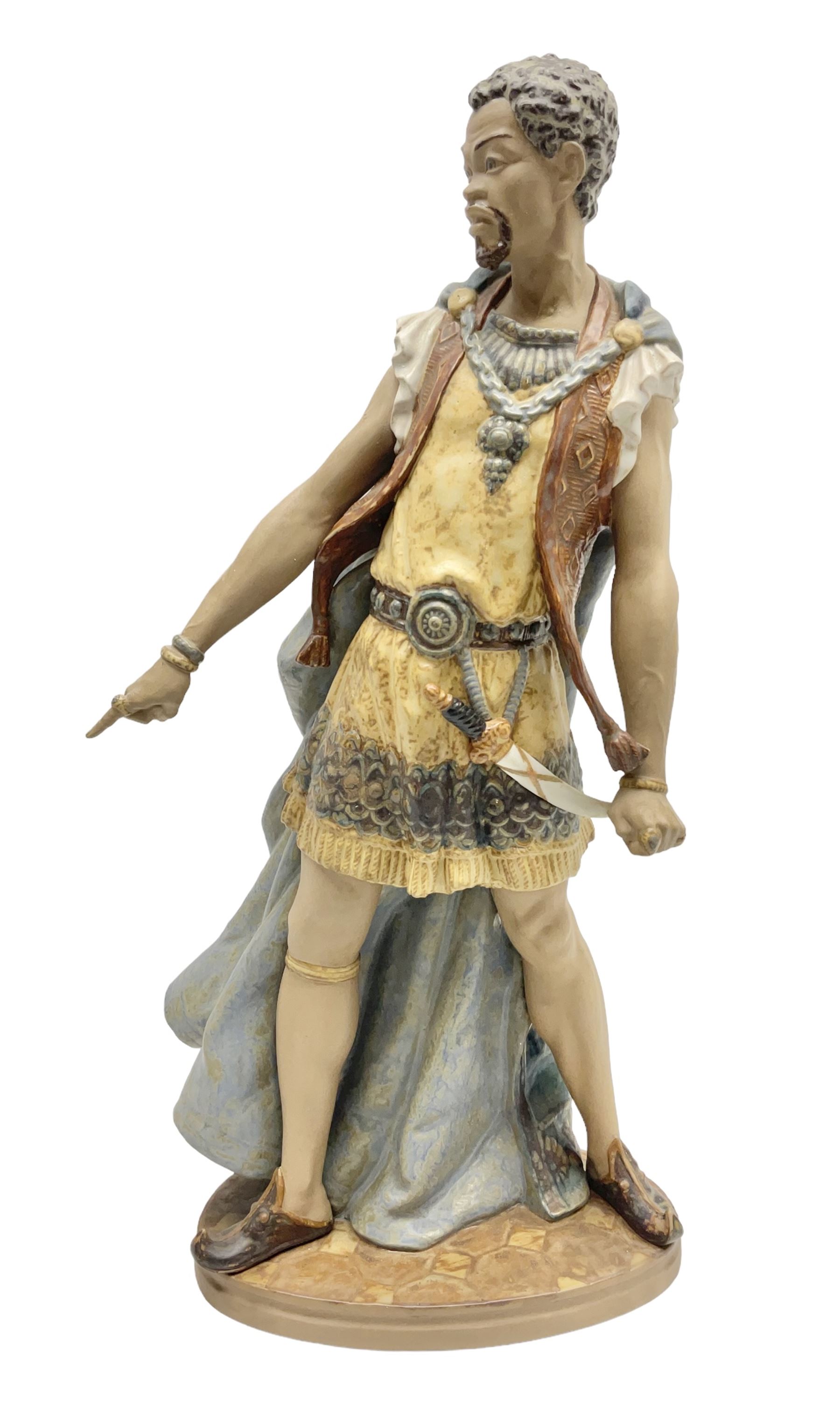 Lladro Gres figure, Othello, modelled as a man in period dress, with original box, no 13510, sculpted by Salvador Furio, year issued 1978, year retired 1981, H47cm