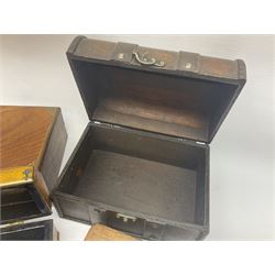 Single drawer brass telescope, three wood boxes, quantity of sunglasses etc