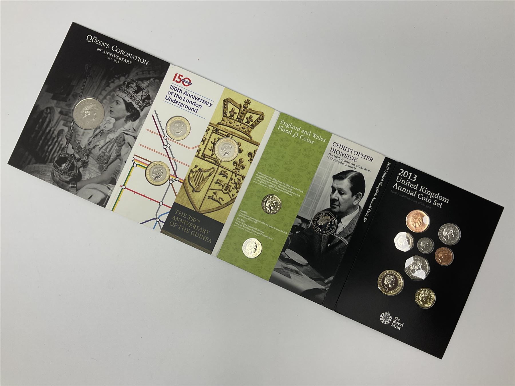 The Royal Mint United Kingdom 2013 annual coin set, in card folder 