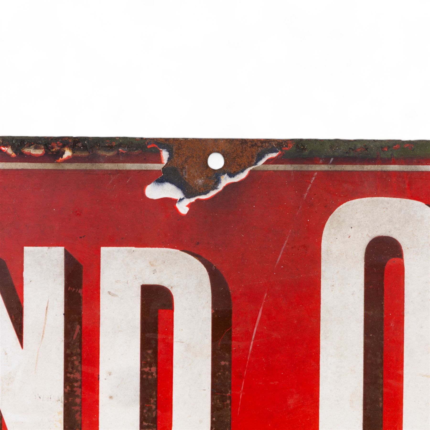 Grand Opera House Scarborough enamel sign, rectangular sign with white lettering and border on a red ground, H31cm, W107cm