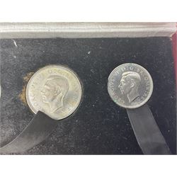 King George VI 1950 nine coin proof set, in Royal Mint red card box
