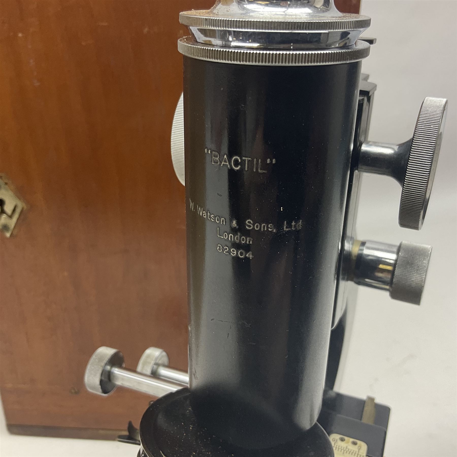 20th century W. Watson & Sons Bactil-60 binocular microscope no 143202, in original box, together with W. Watson & Sons microscope no 82904 in original box 