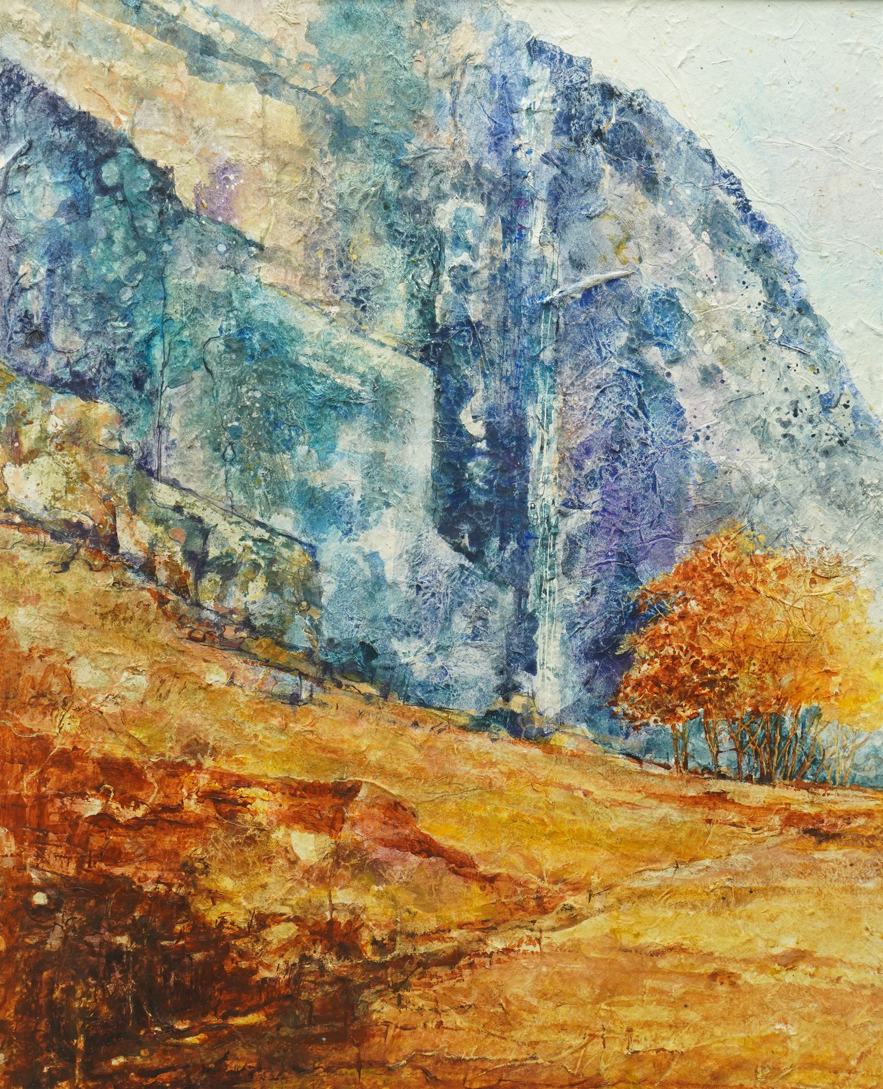 Keith Mountain (British 1944-): Cliff Face and Trees, watercolour on textured paper signed 44cm x 35cm 