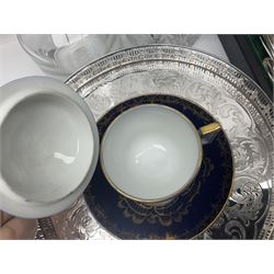 Canteen of cutlery together with Coalport basket, glass decanters and other collectables 