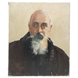 John Gilbey Bowles (British 1929-2011): Portrait of the Philosopher George 'Ivanovich Gurdjieff', oil on canvas signed, inscribed and dated 1973 verso 76cm x 63cm (unframed)
Notes: Bowes took an interest in the teachings of Gurdjieff