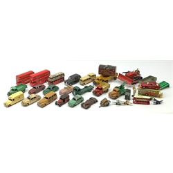 Dinky - quantity of unboxed and playworn die-cast models including Alvis, Austin Atlantic, Bedford articulated truck, Bedford tipper truck, Blaw Knox bulldozer, Commer breakdown truck, Hillman Minx, Morris Oxford, two Rover 75 etc, three four-way traffic lights; four Tootsietoy aircraft etc