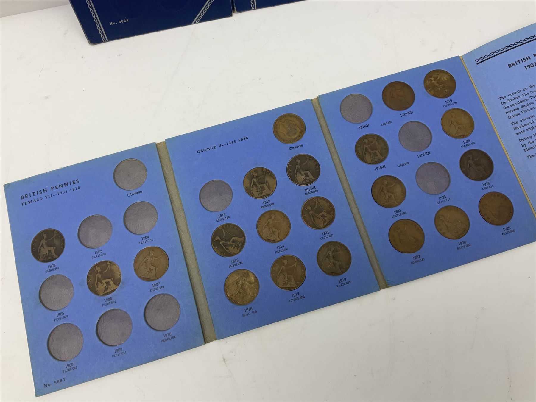 Fourteen part filled Whitman folders, including farthings, halfpennies, pennies and sixpences