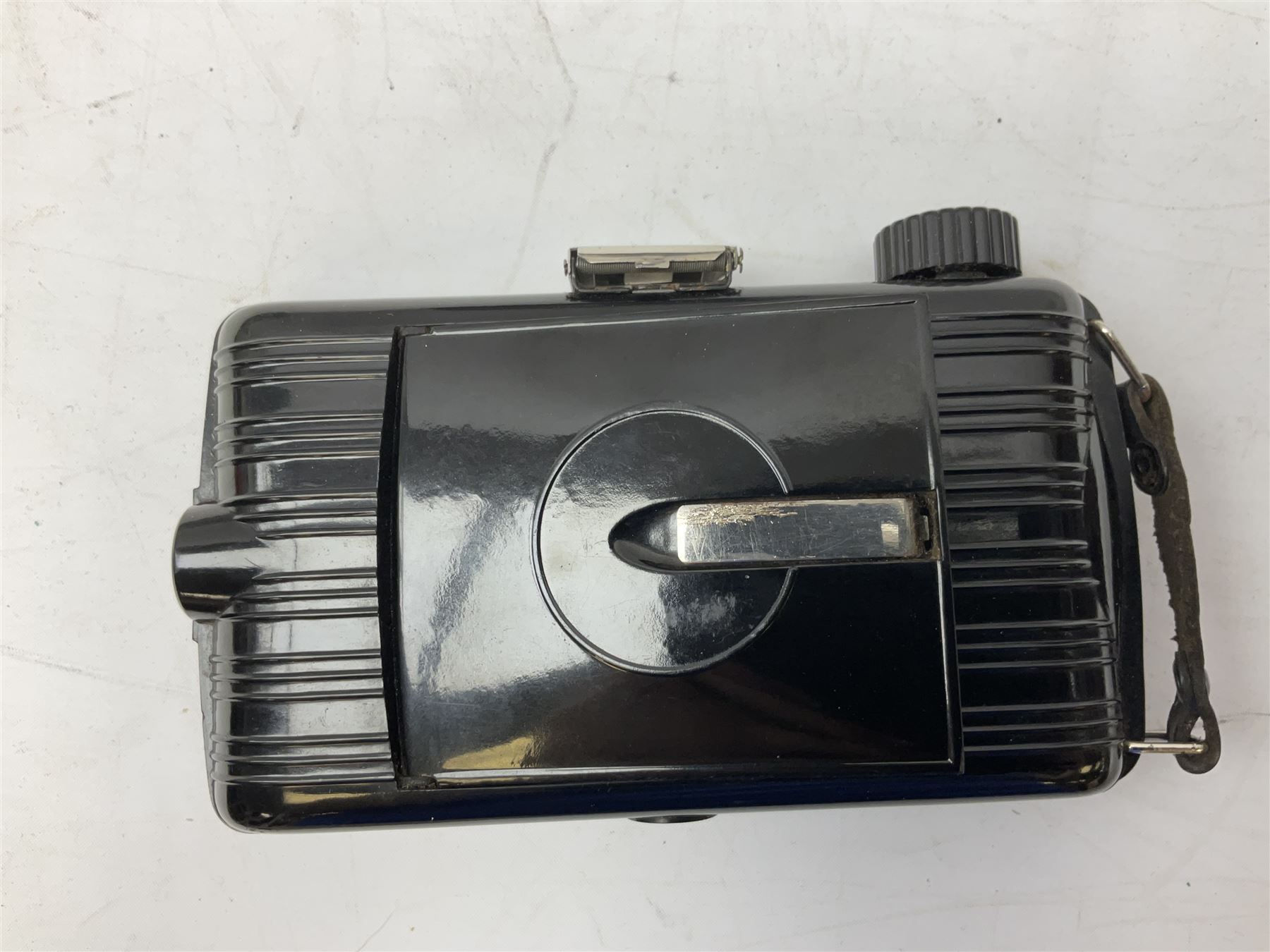 Bilora Boy Box Camera, with leather case, together with Zeiss Ikonta folding camera and another similar example 