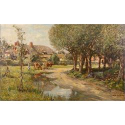 Frederick William Jackson (Staithes Group 1859-1918): 'Farm near Runswick Bay', oil on can...
