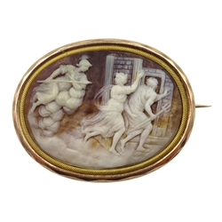  Victorian 9ct rose gold mounted cameo brooch depicting Classical mythological scene  
[image code: 3mc]