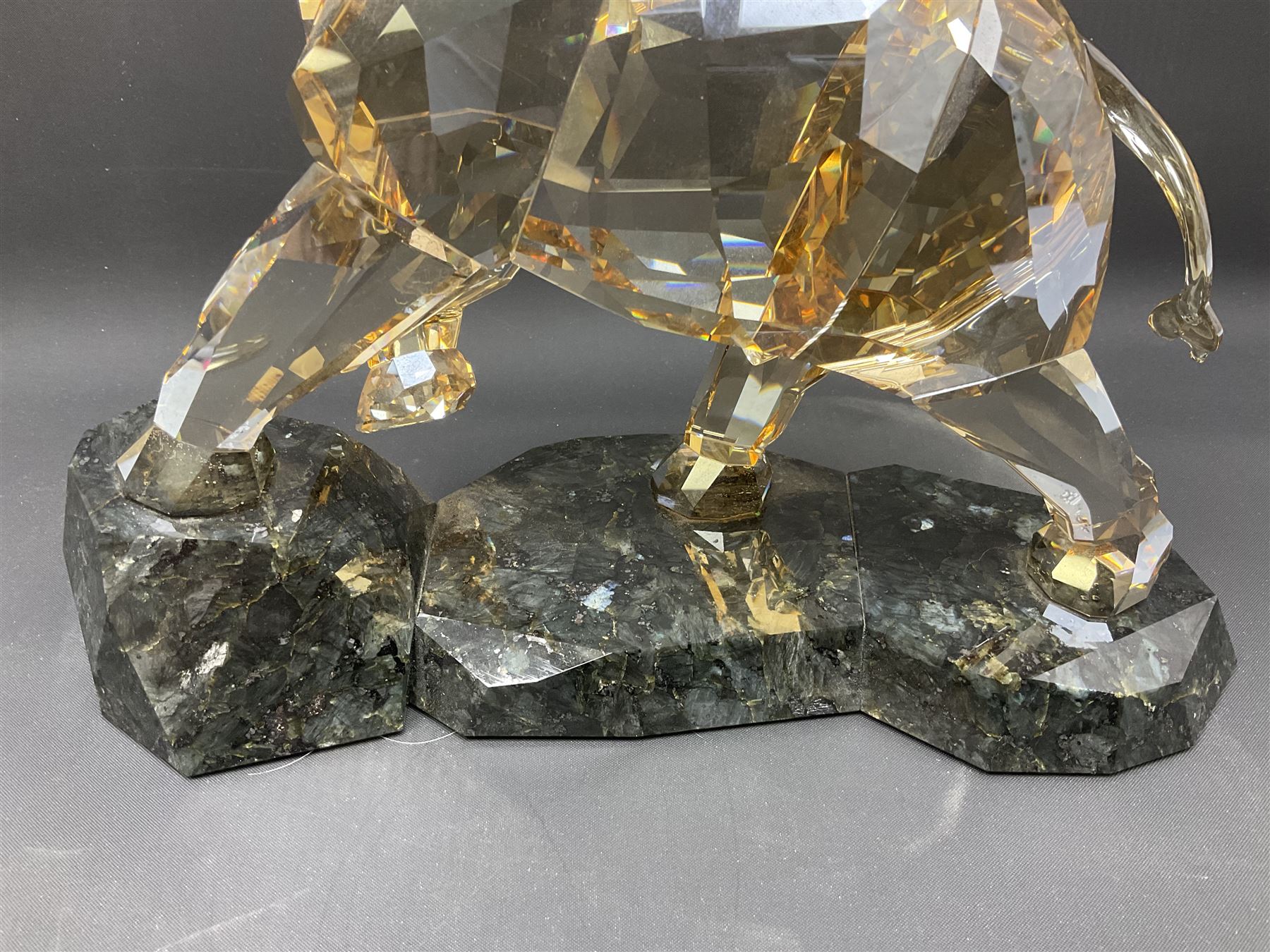 Swarovski Crystal Soulmates, Elephant, with champagne tint, upon granite base, H24.5cm