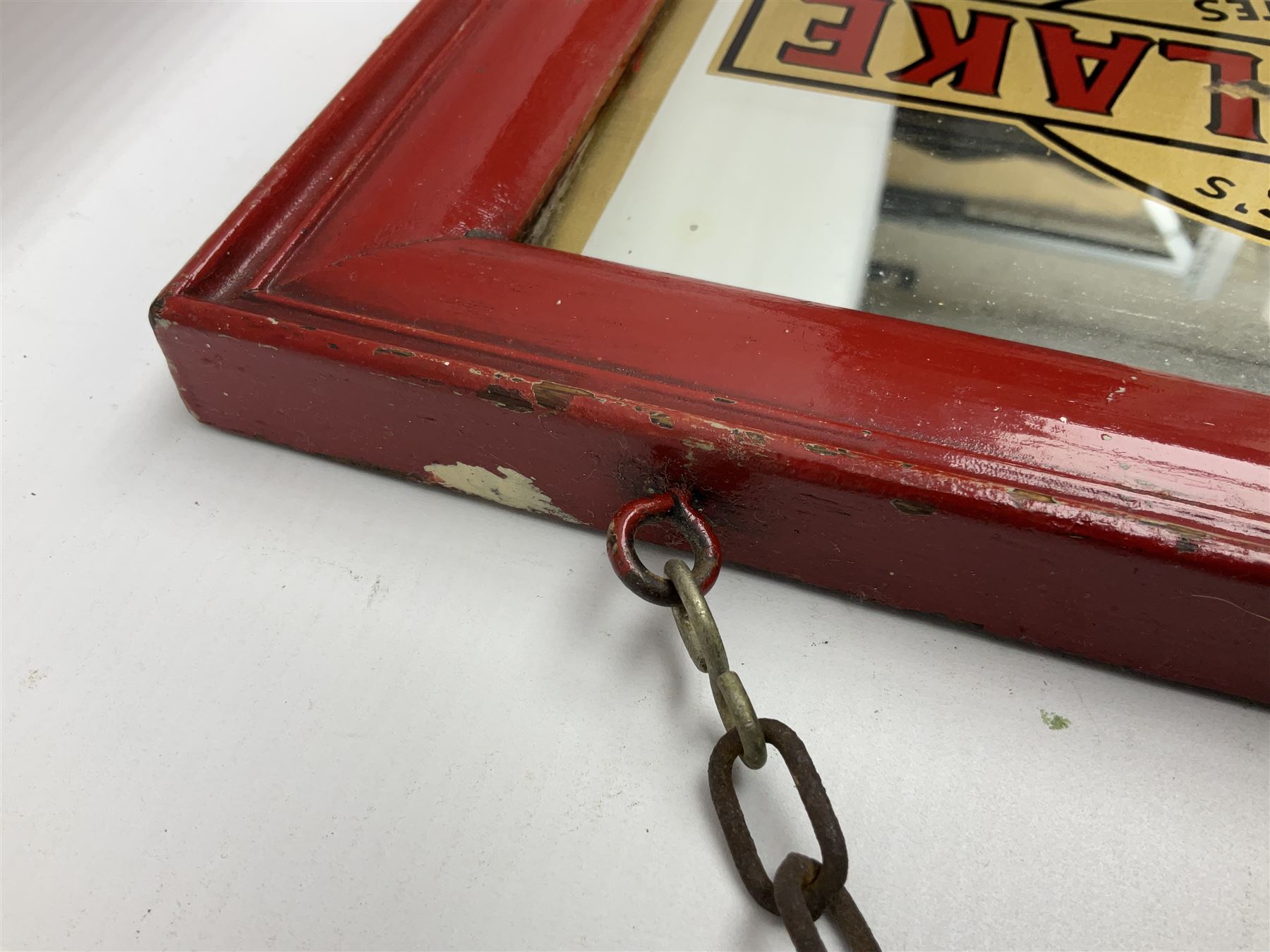 Wills' Gold Flake advertising mirror in painted red frame, H41 cm
