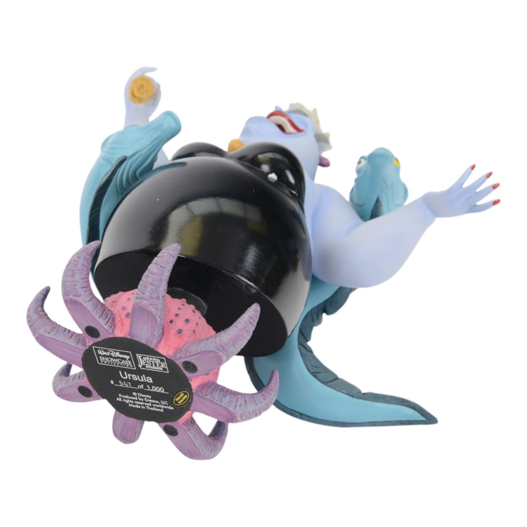 Grand Jester Studios Disney Showcase Collection figures, comprising Cruella De Vil, Ursula, Maleficent, Dragon, all boxed