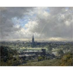 Walter Goodin (British 1907-1992): Norwich from the Rowntree's Chocolate Factory, oil on board signed 49cm x 59cm 