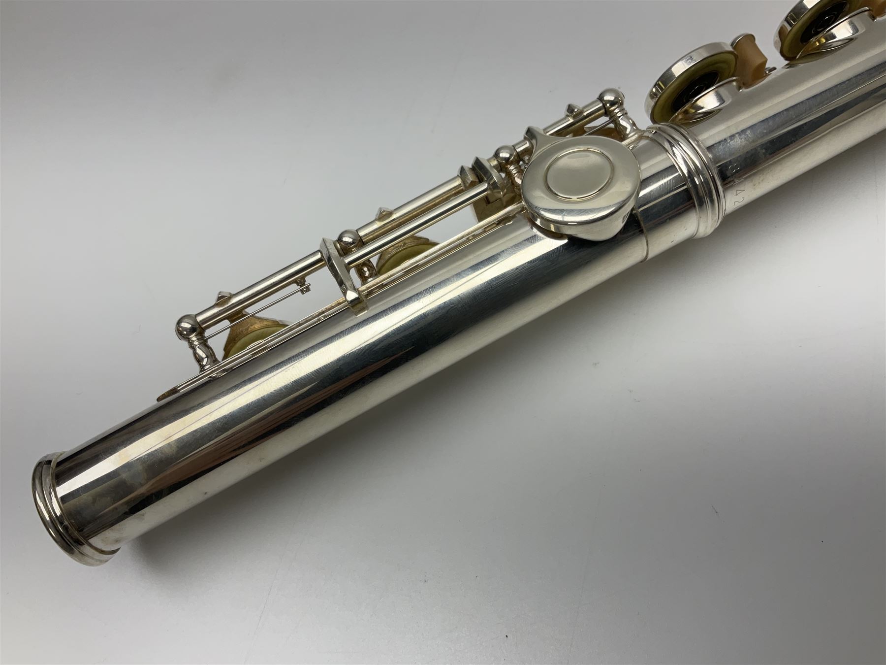 Yamaha 211, silver plated three-piece flute, serial no.844200; in fitted case with cleaning rod