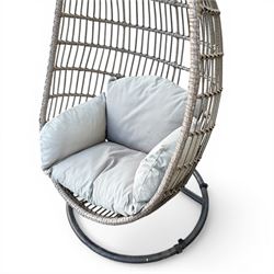 Pair Basket hanging garden chairs with one cushion
