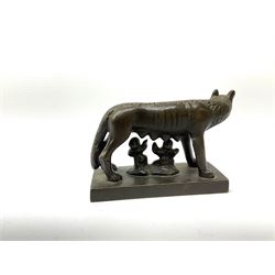 A small Grand Tour style bronze, modelled as Romulus, Remus and the wolf, L10cm. 