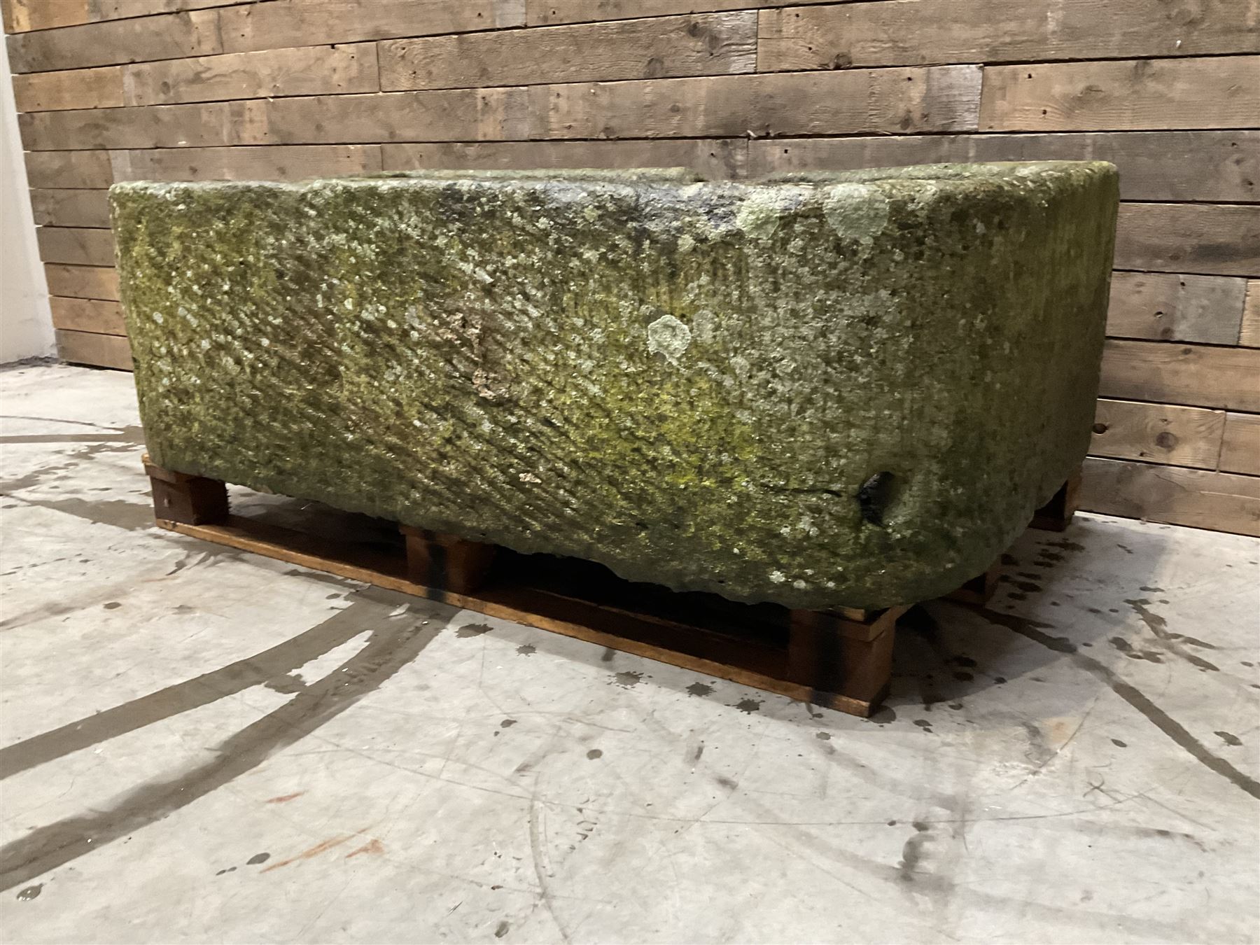 Large 19th century D shaped stone trough