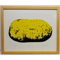  Donald Dean (Bristish1930-): Yellow Potato, limited edition screenprint No. 31/50, signed in pencil with The Shipley Art Gallery exhibition 1961 label verso, 59cm x 74cm  