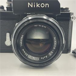 Nikon F Photomic Tn camera body, serial no. 6876146, circa 1967 with 'Nikon NIKKOR-S.C Auto 1:1.4 f=50mm' lens, serial no. 1446384 
