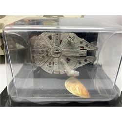 Star wars - Kenner Millenium Falcon spaceship with De Agostini boxed smaller model; X-Wing Fighter; and three story books on the original trilogy of films; together with other TV/Film related spacecraft; Mamod steam roller; assorted unboxed and playworn die-cast models etc