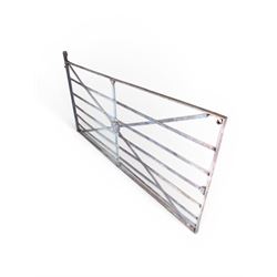 19th century Regency design painted wrought iron country estate gate, strapwork detail with five cast motifs, stamped W & J Rodenhurst, Drayton