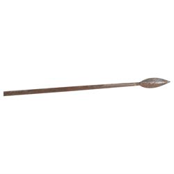 Spear tipped rifle bayonet, slot to the socket collar and a long cylindrical shaft finishing with a spear head point, overall L76cm