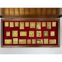 Danbury Mint sterling silver hallmarked stamp ingot set of twenty-five, housed in a fitted wooden case