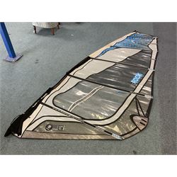 Windsurfing: Quantity of sails and masts comprising Severne Gator sail, mast 430/21 size 6.0, luff 453, boom 182, carbon Redline Severne 430 RDM mast, Tushingham Rock sail and Tushingham Free Wave mast, Tunshingham The Rock 4.2 sail, some with carrying cases, together with other equipment to include Severne Wave Grenade extension, other extensions etc