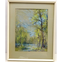  River Landscape, pastel signed by John William Howey (Staithes Group 1873-1938), further signed verso, 33cm x 25cm151  