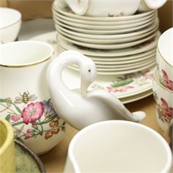 Wedgwood Sandon tea set for six, Spode Italian dish, Lladro goose, Nao figure, silver-plated items etc in one box