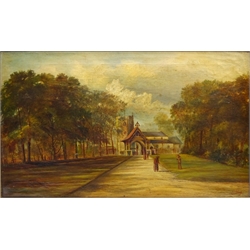 Penwortham Church, 19th century oil on canvas signed E. Long 30cm x 50cm   
