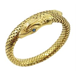 18ct gold snake bangle, stamped 750, approx 38.9gm