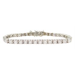 18ct white gold round brilliant cut diamond bracelet, stamped 18K, total diamond weight approx 10.80 carat