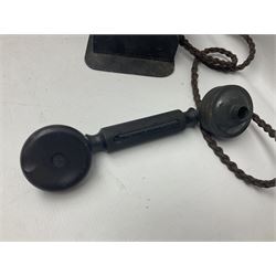 Collection of phone headsets, including GPO bakelite examples, together with other telephone parts 