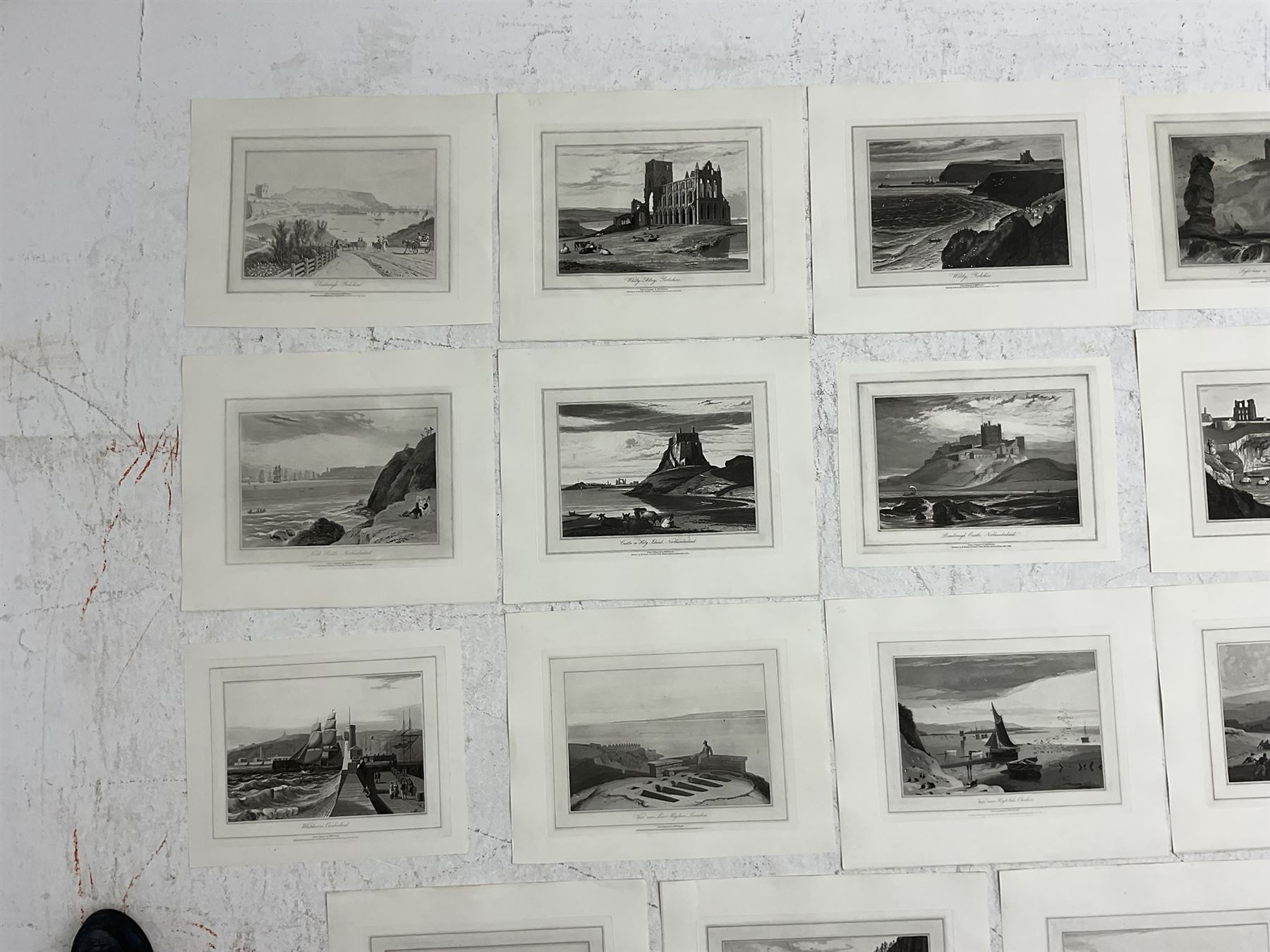 William Daniell RA (British 1769-1837): Scarborough, Whitby, Flamborough, Whitehaven, Tynemouth, Holy Island, Lancaster, et al., set of nineteen aquatints 23cm x 30 cm (19) (unframed)