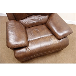  La-z-boy electric reclining armchair with speakers, Bluetooth connectivity, fridge and massage unit, upholstered in a chocolate leather, W116cm (This item is PAT tested - 5 day warranty from date of sale)  