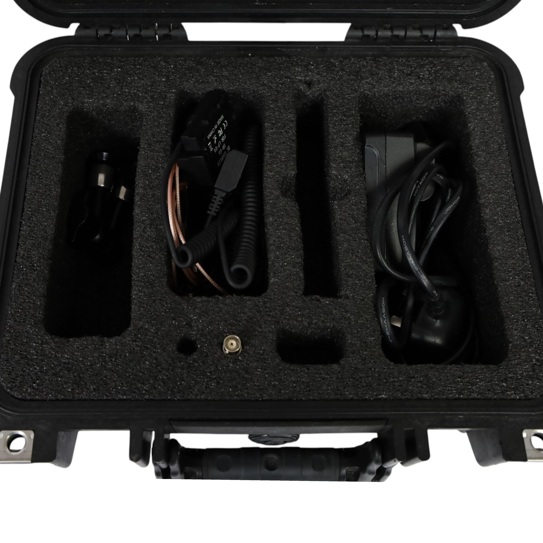 SmallHD 502 5 inch monitor, with sun hood, SmallRig magic arm and associated cables including two dummy batteries, two SDI cables, three batteries and charger, contained within a Peli 1400 case