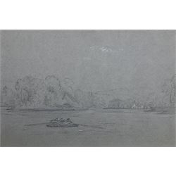 English School (Mid 19th century): 'Windermere and Ambleside', pair pencil and wash drawings titled dated 1854 on the mount each 12cm x 16.5cm (mounted as one)
