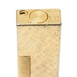 Dunhill gold-plated lighter, with textured case, boxed