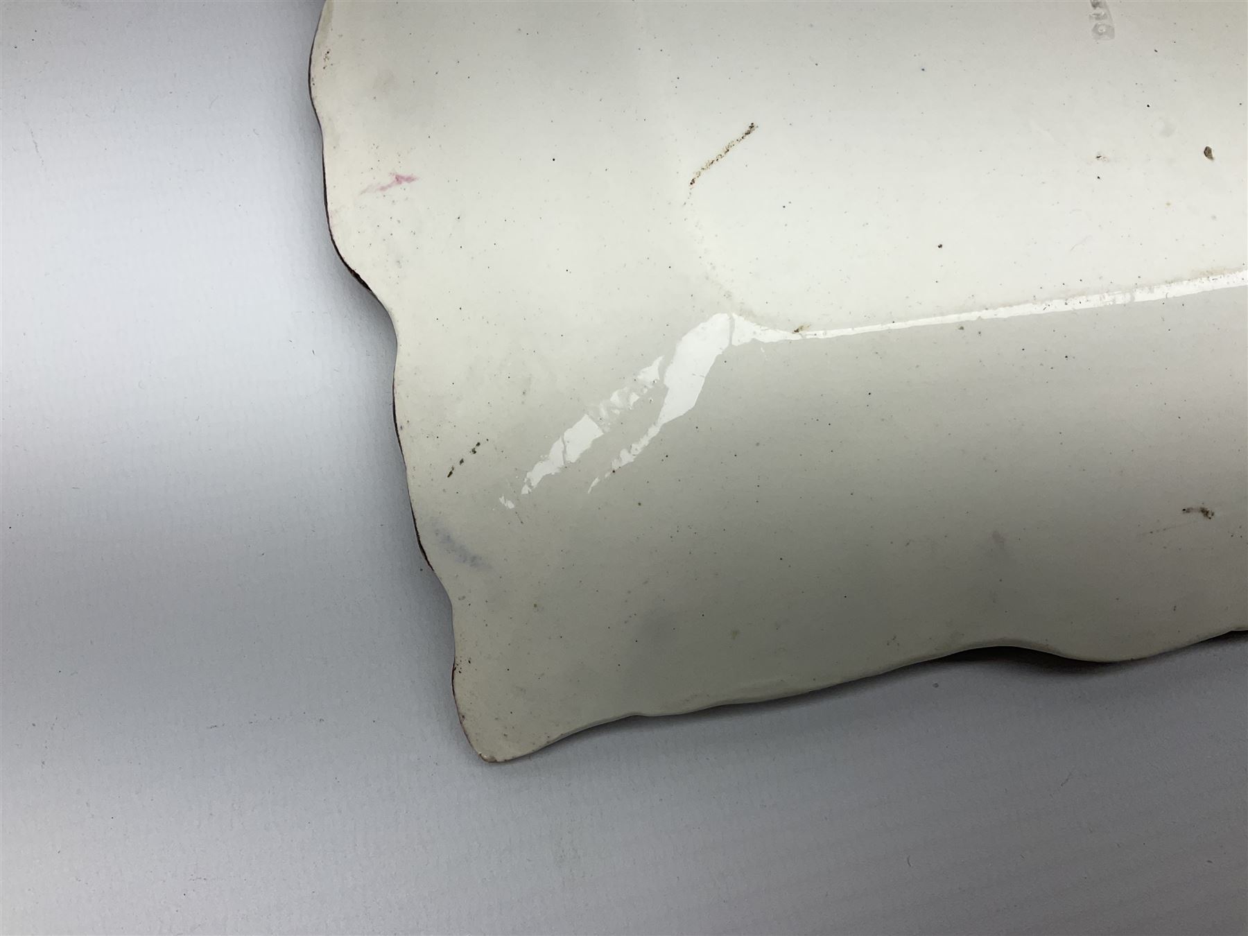 19th century Sunderland pink lustre wall plaque, inscribed 'Behold God will not cast away a perfect man, neither will he help the evil doers', H20cm