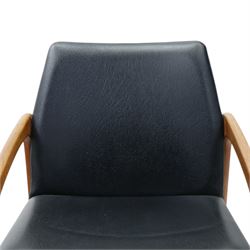 Henning Kjaernulf (1911–1975) for Korup Stolefabrik - Danish mid-century teak framed model 23 chair with black leatherette upholstery