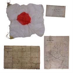 Army Area Map, No 6 Second Army M.T circuits, together with another map and a Japanese flag