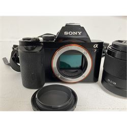 Sony A7 ILCE-7 camera body, serial no. 3973795, with'Carl Zeiss Sonnar FE2.8/35 ZA' lens serial no 45624707 and Sony FE2/28 0.29m/0.96f' lens, serial no. 0206432