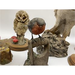 Leonardo Collection figures to include Spaniel, Border Collie, 'Nature Studies' and 'Farmyard Friends', a collection of figures including three owls a robin and a selection of farmyard scenes  