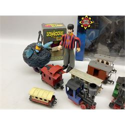 Blade Runners Series Extreme Indoor Rescue Helicopter; boxed with radio control; quantity of Lehmann Gnomy plastic model railway items; and other toys and figures etc