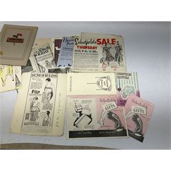Quantity of paper ephemera relating to Schofields Department Store, The Headrow, Leeds, 1920s - 1950s, including Romance of Schofields 1922, Golden Jubilee Booklet 1951, various catalogues and promotional booklets and leaflets, Christmas offers, greeting cards, marketing and advertising items, menus etc