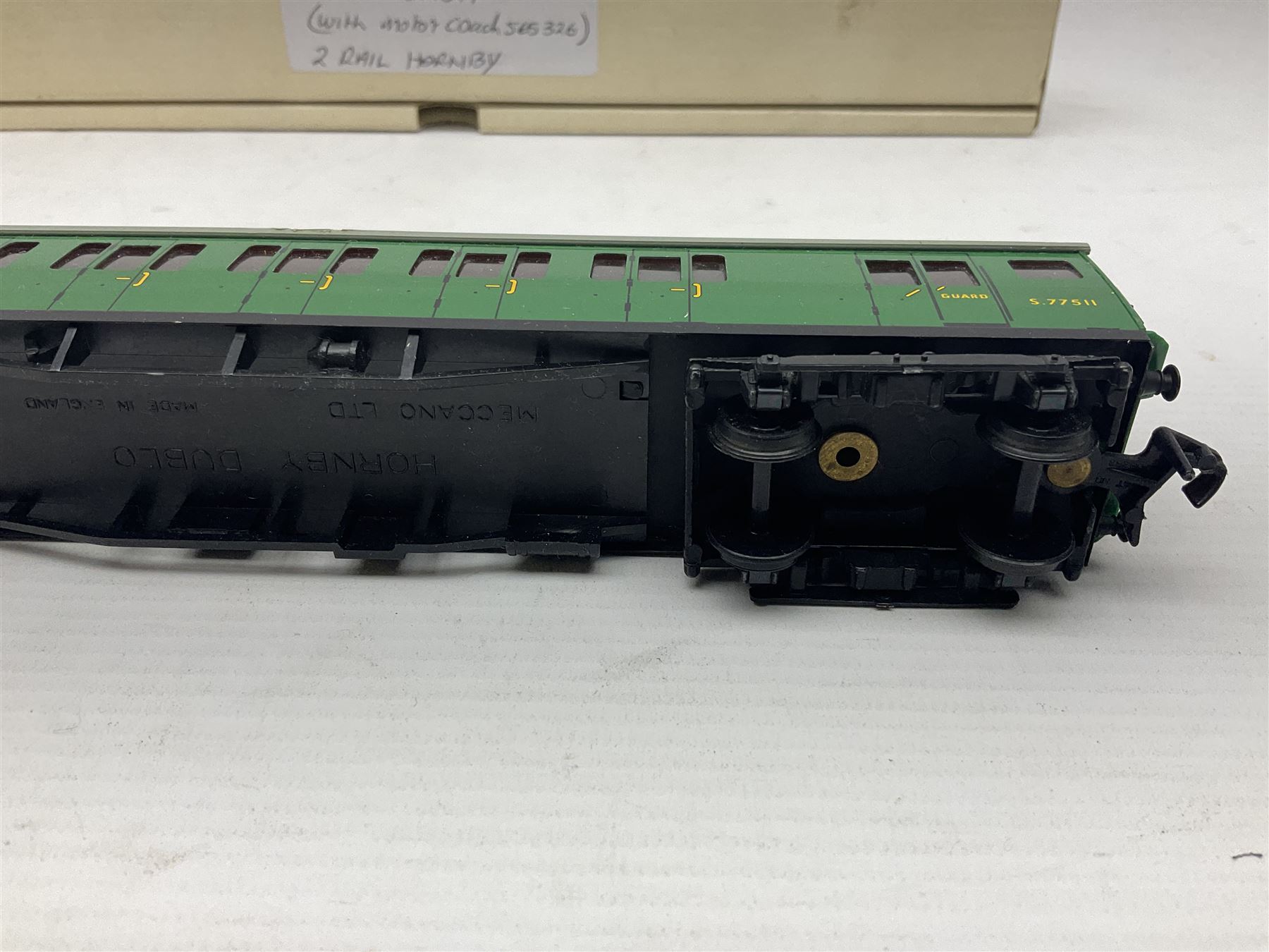 Hornby Dublo - 2-rail two car BR(S) set comprising Class 501 Suburban Motor Coach No.S65326 and trailer coach No.S77511; both in later unassociated plain boxes (2)