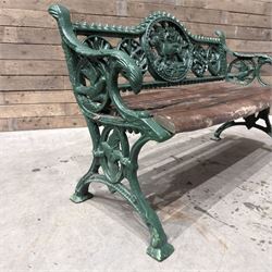 Cast iron and wood slatted garden bench